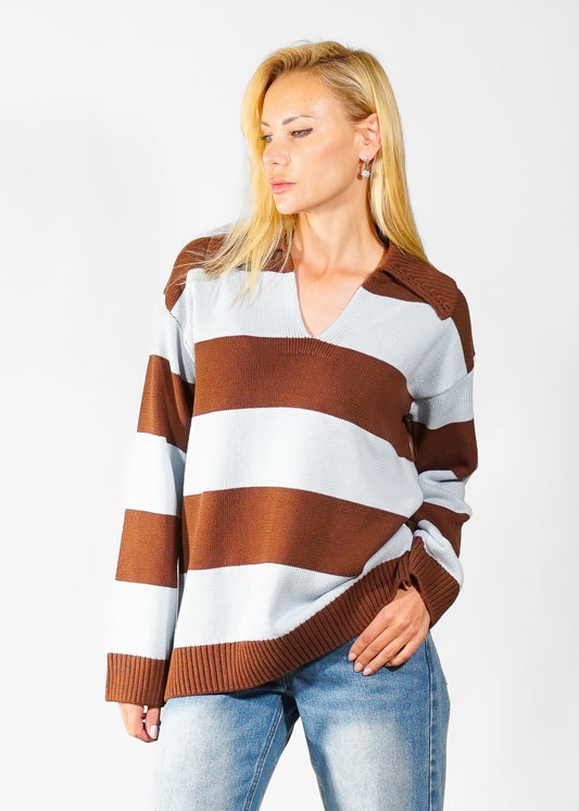 The Riviera Collared Stripe Sweater